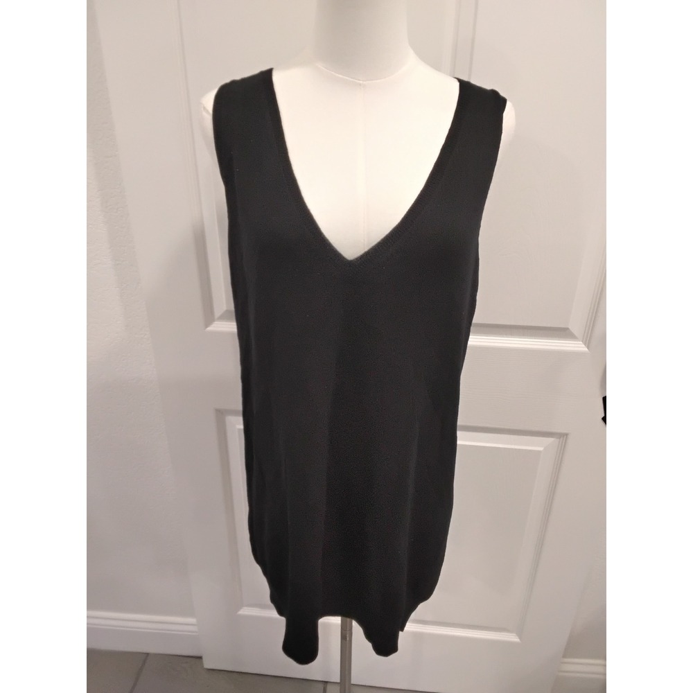 EILEEN‎ FISHER Black V Neck Sweater Vest Knit Dress Size S